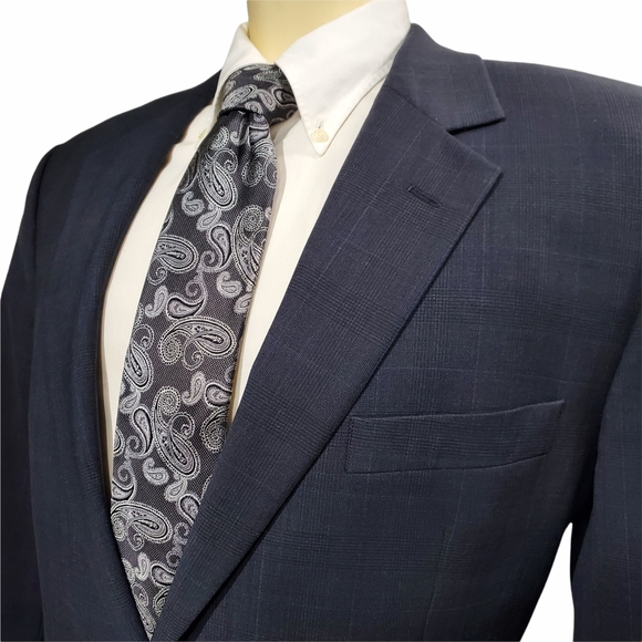 Brooks Brothers "346" Wool Lycra Suit, Navy Glen Check, Men's 42 Regular x 35 - Picture 2 of 9